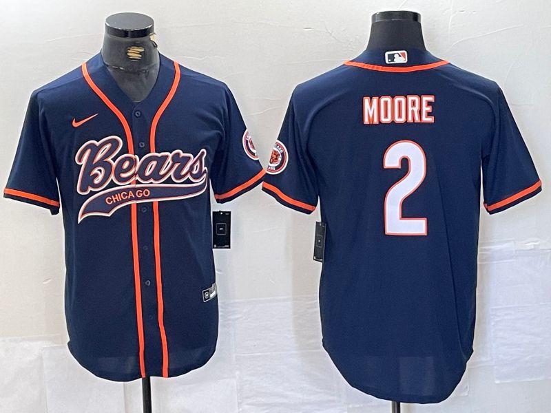 Men Chicago Bears #2 Moore Blue Joint Name 2024 Nike Limited NFL Jersey style 1->baltimore orioles->MLB Jersey